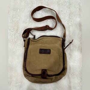 Duluth Trading Co Tan and Brown Crossbody Bag
